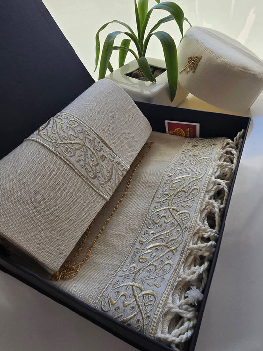 Coffret écharpe hayek et pochette assortie+chechia