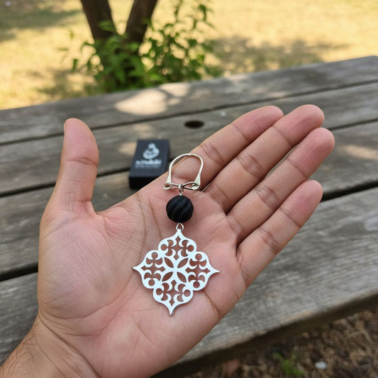 porte clés luxe avec boule Ambre noir